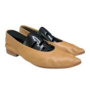 Martiniano Leather Pointed Toe Glove Flat Camel EU 37 US 7 Handmade Luxury
